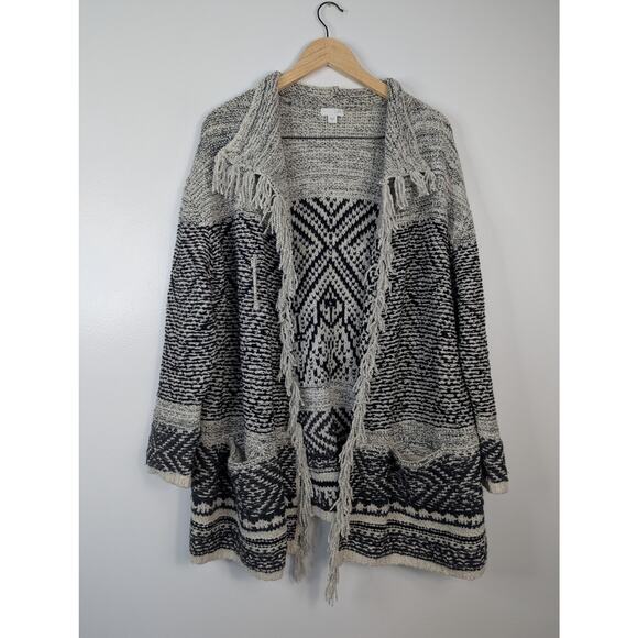 J. Jill Willow Fringe Marled Wool Blend Sweater Cardigan - Picture 2 of 9